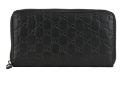 Gucci Guccissima Zip Long Wallet, Leather, Black, 2184, DB/B, 2*
